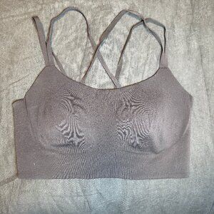 Aerie OFFLINE Strappy Back Sports Bra Large Black Light Support Molded Cups